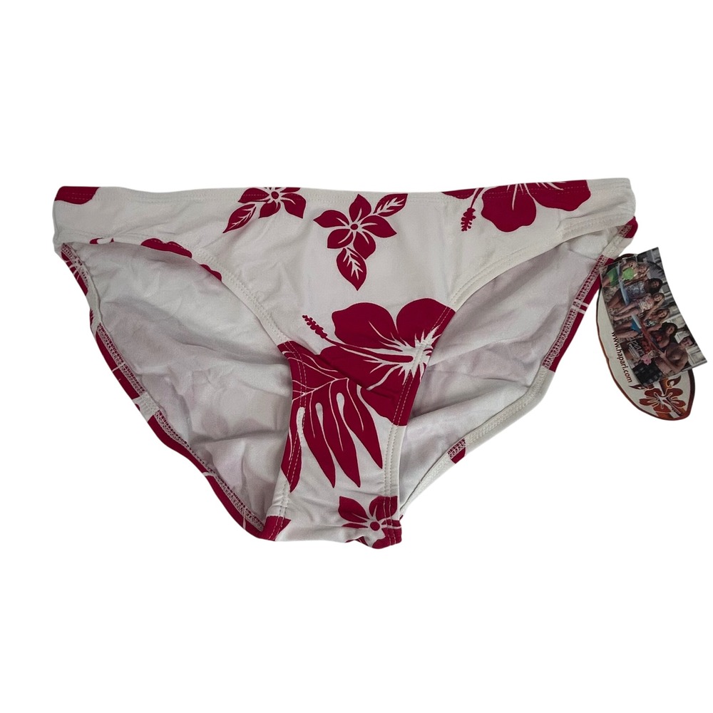 Hapari Raspberry Ice Hibiscus Floral Bikini Bottom Pink White XL UPF 50+ NEW